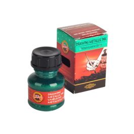 Koh-I-Noor Hardtmuth Metallic Artist's Drawing Ink - 20 GM Bottle - Phthalocyanine Green (2510)