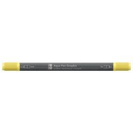 Marabu Aqua Pen Graphix Watercolour Felt Tip Pen - Dual Tip (Fine + Brush) - Lemon (020)