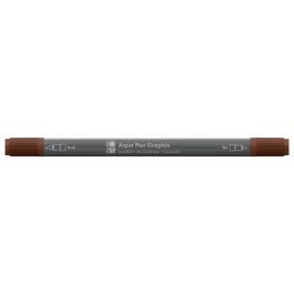 Marabu Aqua Pen Graphix Watercolour Felt Tip Pen - Dual Tip (Fine + Brush) - Dark Brown (045 )