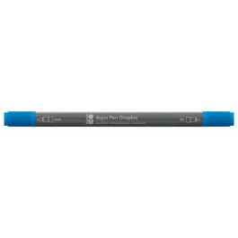 Marabu Aqua Pen Graphix Watercolour Felt Tip Pen - Dual Tip (Fine + Brush) - Medium Blue (052)