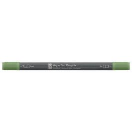 Marabu Aqua Pen Graphix Watercolour Felt Tip Pen - Dual Tip (Fine + Brush) - Antique Green (266)