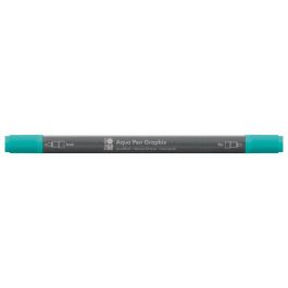 Marabu Aqua Pen Graphix Watercolour Felt Tip Pen - Dual Tip (Fine + Brush) - Aqua Green (297)