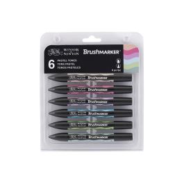 Winsor & Newton BrushMarker - Twin Tip - Chisel + Brush - Alcohol based - Pastel Tones Set of 6