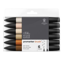 Winsor & Newton BrushMarker - Twin Tip - Chisel + Brush - Alcohol based - Skin Tones Set of 6