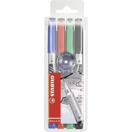 Stabilo Write-4-All - Permanent Marker Pen -Superfine Tip - Pack of 4 Assorted Colours