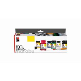 Marabu Textil - Starter Set of 6 x 15 ML Bottle with Brush