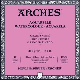 Arches Watercolour - Aquarelle Satin Grain / Hot Press 300 GSM 100% Cotton Paper