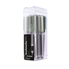 Karin Brushmarker PRO - Water-Based - Brush Tip - Grey Colours - 12 Colours