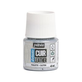 Pebeo Setacolour Leather Paint - 45 ml Bottle - Glitter Silver (36)