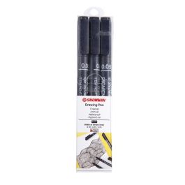 Snowman Drawing, Zentangle & Manga Pens - Black - 0.05 - Pack of 3