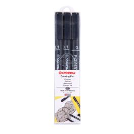 Snowman Drawing, Zentangle & Manga Pens - Black - 0.1 - Pack of 3