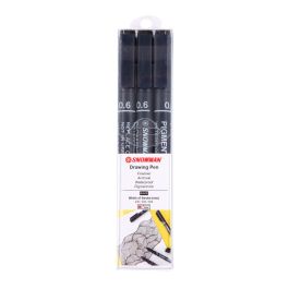 Snowman Drawing, Zentangle & Manga Pens - Black - 0.6 - Pack of 3