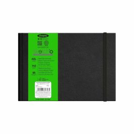 Anupam SketchO Sketch Book A6 (Landscape) 140 GSM Medium Grain Natural Shade Cartridge Paper, Hard Bound Journal with Black Textured Cover of 96 Pages