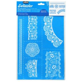 Pebeo Setacolor Silk Screen Stencil - Lace - A4 Size - 6 designs