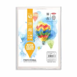 Anupam Professional Watercolour Paper A6 Natural White Cold Press 200 GSM Paper, Polypack of 40 Sheets