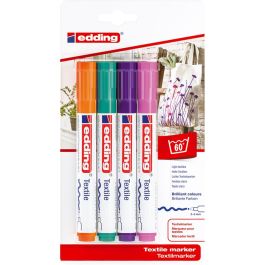 Edding Textile Marker (2 - 3 MM) - Blister of 4 - Fun Colours