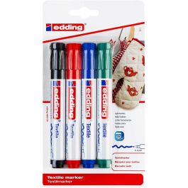 Edding Textile Marker (2 - 3 MM) - Blister of 4 - Basic Colours