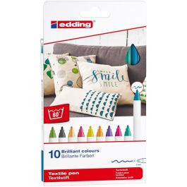 Edding Textile Pen (1 MM) - Set of 10 - Assorted Fun Colours