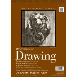 Strathmore 400 Series Drawing 9'' x 12'' Cream Smooth 130 GSM Short Side Spiral Pad of 24 Sheets