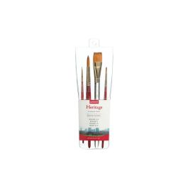 Princeton Series 4050 Heritage Synthetic Sable Brush - Round, Wash - Short Handle - Set of 4 - 3/0, 3, 10, 3/4