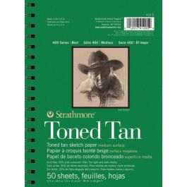 Strathmore 400 Series Tonned Tan Sketch Paper - Warm Tan Medium Grain 118 GSM Paper