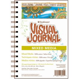 Strathmore 500 Series Visual Journal - Mixed Media 5.5 X8 Vellum / Fine Grain Long Side Spiral Bond Album