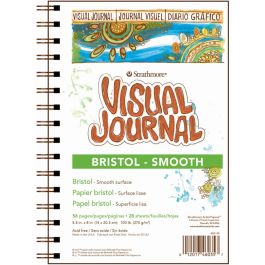 Strathmore 300 Series Visual Journal - Bristol Smooth - 5.5''x8'' Extra White - Extra Smooth - 270 GSM Paper, Long-Side Spiral Bound - 28 Sheets