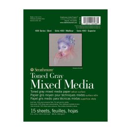 Strathmore 400 Series Toned Gray Mixed Media 6'' x 8'' Cool Gray Vellum 300 GSM Short Side Glue Pad of 15 Sheets