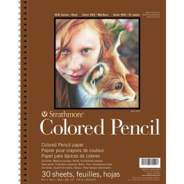 Strathmore 400 Series Colored Pencil 11''x14'' White Toothy 163 GSM Paper, Long-Side Micro-perforated Album of 30 Sheets