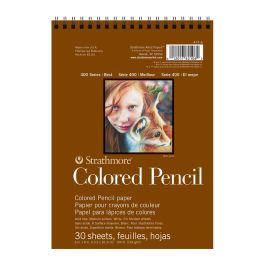 Strathmore 400 Series Colored Pencil 6''x8'' White Toothy 163 GSM Paper, Short-Side Spiral Bound Album of 30 Sheets