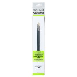 Winsor & Newton Foundation Brush Set - Natural Bristle Round 1, 3, 5 - Long Handle - Pack of 3