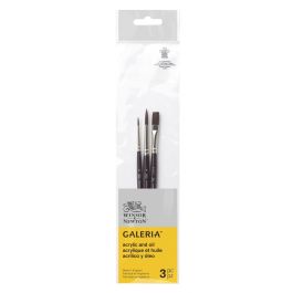 Winsor & Newton Galeria Synthetic Hair Brush - Assorted Set - Short Handle - Pack of 3 -SET 1