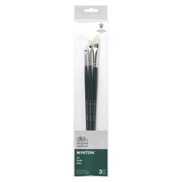 Winsor & Newton Winton Hog Bristle Brush - Assorted Set - Long Handle - Pack of 3 - SET 1