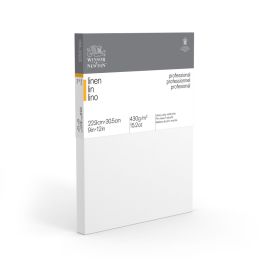 Winsor & Newton Professional White Primed Stretched Linen Canvas - Fine Grain - 430 GSM / 15.2 Oz - 22.9 x 30.5 cm OR 9