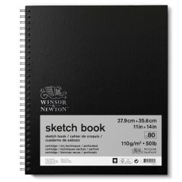 Winsor & Newton Sketchbook - Light Grain 110 GSM - 17.8 cm x 25.4 cm or 7'' x 10'' Natural White Long Side Spiral Book of 80 Sheets