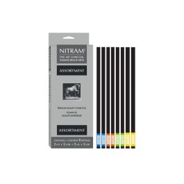 NITRAM Natural Charcoal Assortment - Set of 8 Charcoal Sticks - 2 Each of H, HB, B and B+