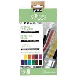 Pebeo Vitrea 160 Glossy Glass Paint - 12 x 20 ML - Exploration Set