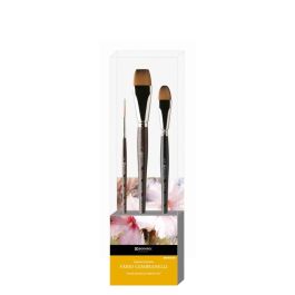 Escoda Signature Collection Brush Set - Fabio Cembranelli - Set 2 - Prado – Flat Sizes ¾” & 1” and Rigger 2