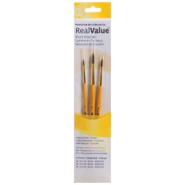 Princeton Real Value Brush Set of 3 - Natural Hair - Camel - Round 1, 3 & 5 - Short handle