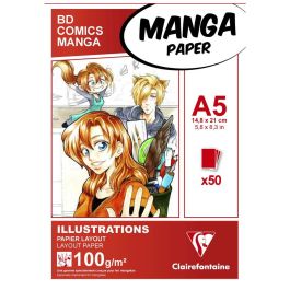 Clairefontaine - Fine Art Manga Illustration - Glued - Layout Paper Pad White Smooth Surface - 100 GSM