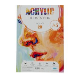 Scholar Artists' Acrylic Painting - A5 (14.8 cm x 21 cm or 5.8 in x 8.3 in) Natural White Smooth 360 GSM 100% Wood Free Cellulose Paper, Poly Pack of 20 Sheets