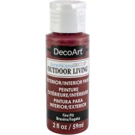 DecoArt Americana Decor - Durable Exterior Paint - Outdoor Living - 59 ML (2 Oz) Bottle - Fire Pit (05)