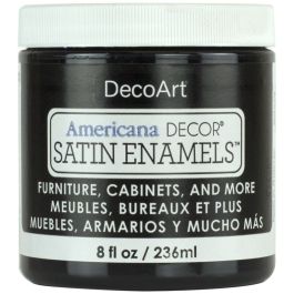 DecoArt Americana Décor Satin Enamels - 236 ML (8 Oz) Jar - Classic Black (01)