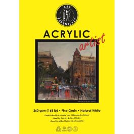 Art Essentials Arcylic Artist Natural White Fine Grain 360 GSM 100% Cellulose Paper