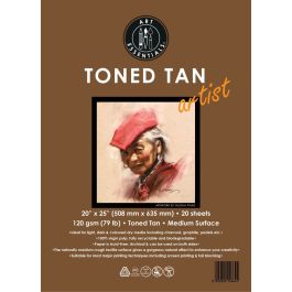 Art Essentials Toned Tan Artist Sketching Paper - Medium Surface 120 GSM - 50.8 x 63.5 cm or 20 x 25