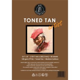 Art Essentials Toned Tan Artist Sketching Paper - Medium Surface 120 GSM - 13.9 x 20.3 cm or 5.5 x 8