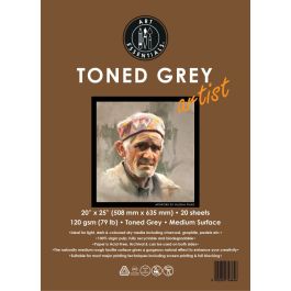 Art Essentials Toned Grey Artist Sketching Paper - Medium Surface 120 GSM - 50.8 x 63.5 cm or 20 x 25