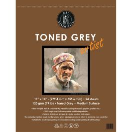 Art Essentials Toned Grey Artist Sketching Paper - Medium Surface 120 GSM - 27.9 x 35.5 cm or 11 x 14