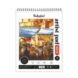 Scholar Artists' Pad Novice - A3 (29.7 cm x 42 cm or 11.7 in x 16.5 in) Natural White Smooth 130 GSM, Spiral Pad of 25 Sheets