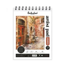 Scholar Artists' Pad Advanced - A5 (14.8 cm x 21 cm or 5.8 in x 8.3 in) Natural White Smooth 170 GSM, Spiral Pad of 40 Sheets